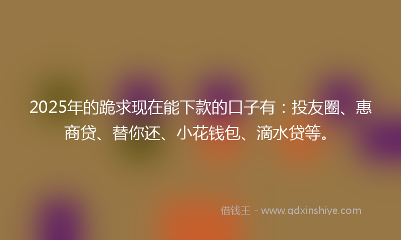 2025年的跪求现在能下款的口子有：投友圈、惠商贷、替你还、小花钱包、滴水贷等。