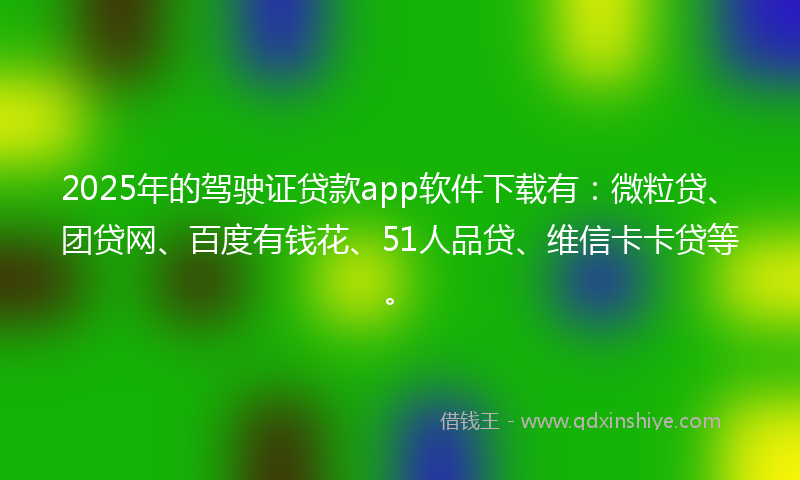 2025年的驾驶证贷款app软件下载有：微粒贷、团贷网、百度有钱花、51人品贷、维信卡卡贷等。