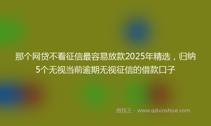 那个网贷不看征信最容易放款2025年精选，归纳5个无视当前逾期无视征信的借款口子