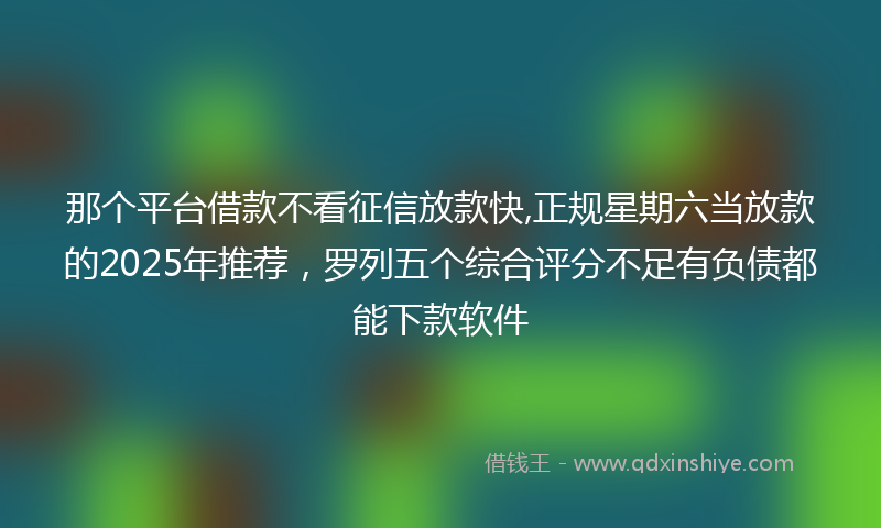 那个平台借款不看征信放款快,正规星期六当放款的2025年推荐，罗列五个综合评分不足有负债都能下款软件