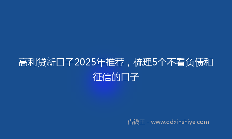 高利贷新口子2025年推荐，梳理5个不看负债和征信的口子