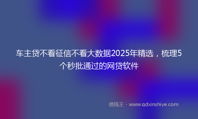 车主贷不看征信不看大数据2025年精选，梳理5个秒批通过的网贷软件