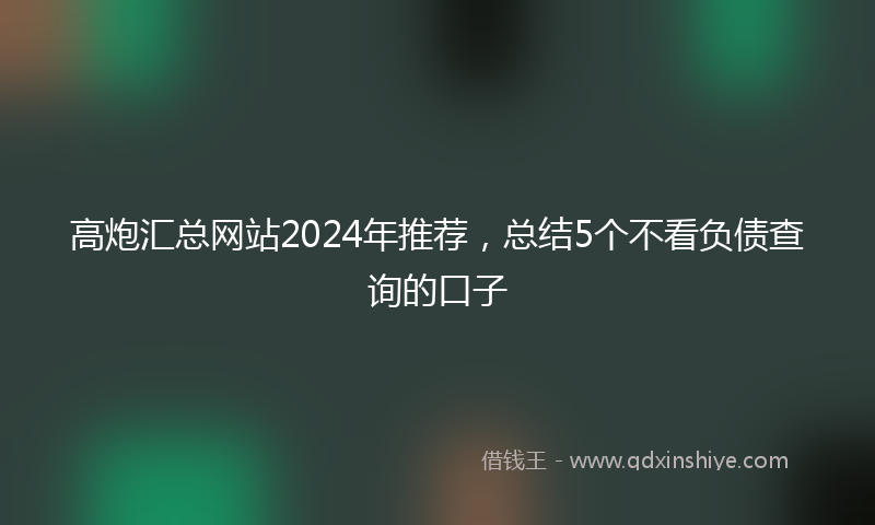 高炮汇总网站2024年推荐，总结5个不看负债查询的口子