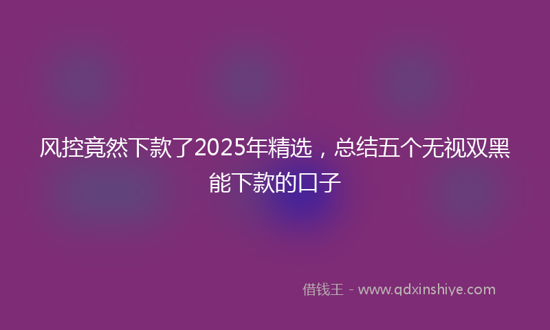 风控竟然下款了2025年精选，总结五个无视双黑能下款的口子