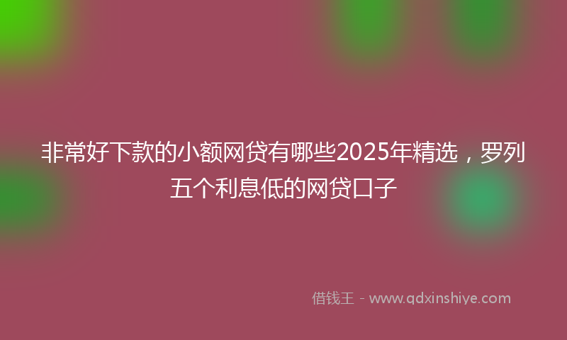 非常好下款的小额网贷有哪些2025年精选，罗列五个利息低的网贷口子