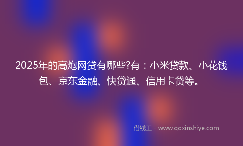 2025年的高炮网贷有哪些?有：小米贷款、小花钱包、京东金融、快贷通、信用卡贷等。