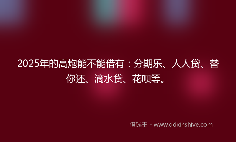 2025年的高炮能不能借有：分期乐、人人贷、替你还、滴水贷、花呗等。
