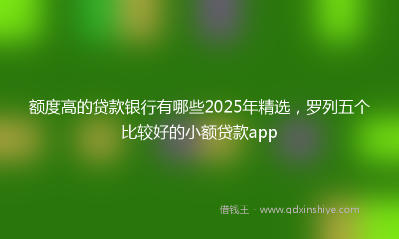 额度高的贷款银行有哪些2025年精选，罗列五个比较好的小额贷款app