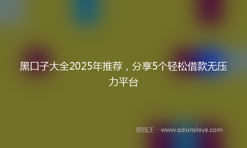 黑口子大全2025年推荐，分享5个轻松借款无压力平台