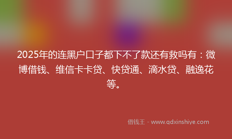 2025年的连黑户口子都下不了款还有救吗有：微博借钱、维信卡卡贷、快贷通、滴水贷、融逸花等。