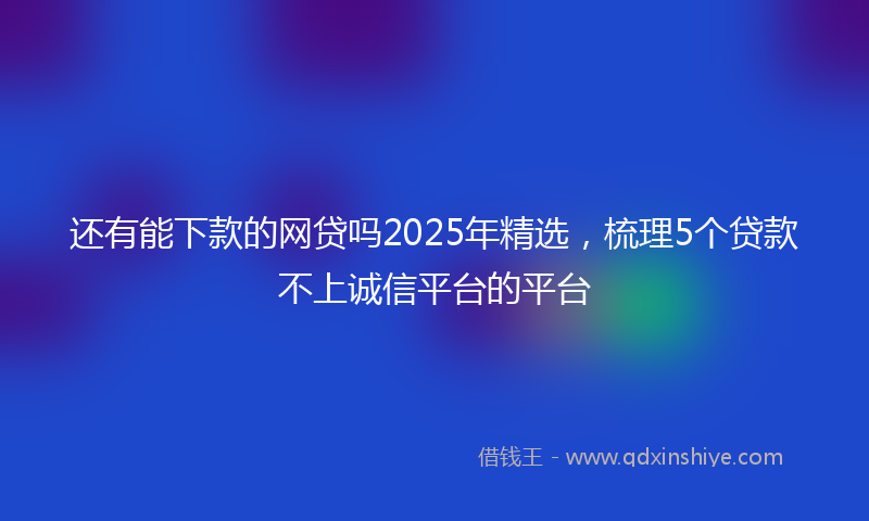 还有能下款的网贷吗2025年精选，梳理5个贷款不上诚信平台的平台