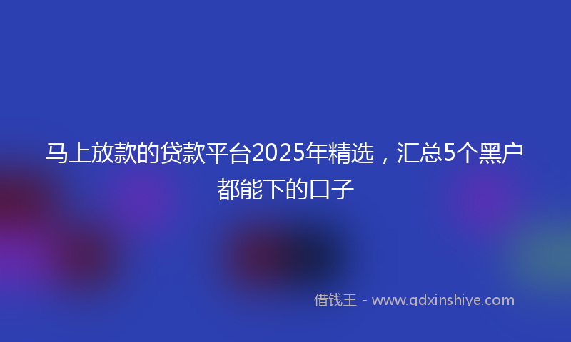 马上放款的贷款平台2025年精选，汇总5个黑户都能下的口子