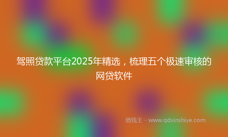 驾照贷款平台2025年精选，梳理五个极速审核的网贷软件