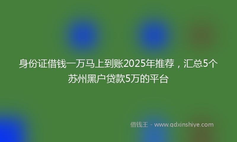 身份证借钱一万马上到账2025年推荐，汇总5个苏州黑户贷款5万的平台