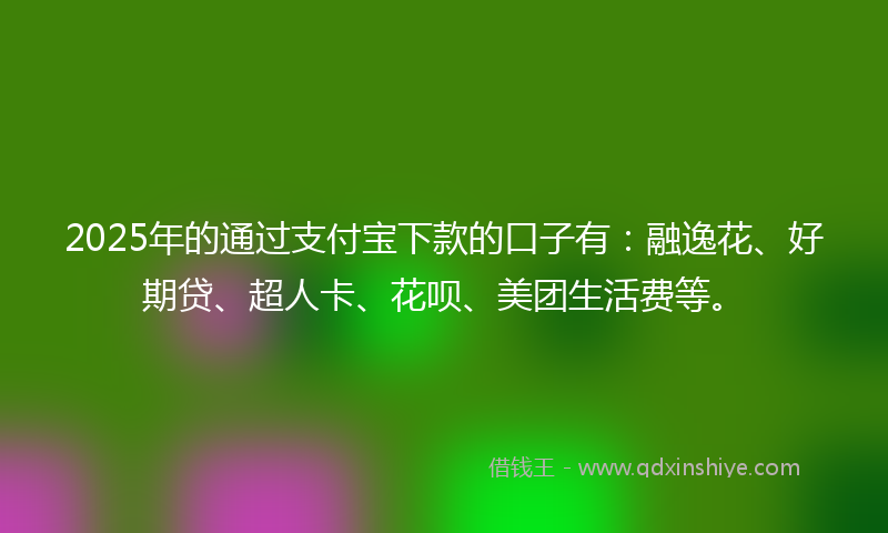 2025年的通过支付宝下款的口子有：融逸花、好期贷、超人卡、花呗、美团生活费等。