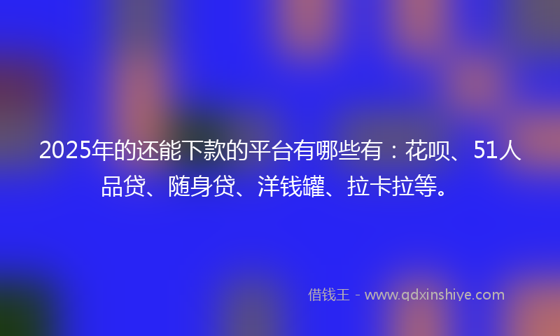 2025年的还能下款的平台有哪些有：花呗、51人品贷、随身贷、洋钱罐、拉卡拉等。