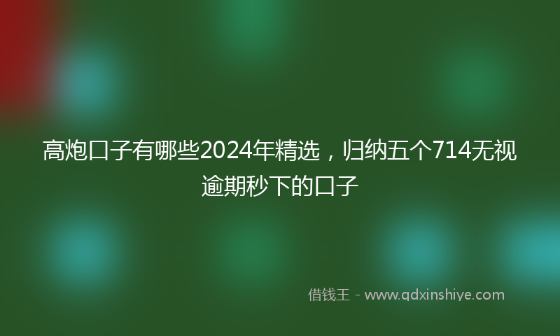 高炮口子有哪些2024年精选，归纳五个714无视逾期秒下的口子