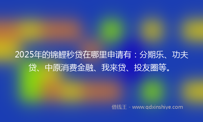 2025年的锦鲤秒贷在哪里申请有：分期乐、功夫贷、中原消费金融、我来贷、投友圈等。