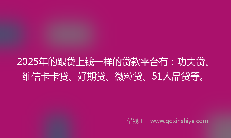 2025年的跟贷上钱一样的贷款平台有：功夫贷、维信卡卡贷、好期贷、微粒贷、51人品贷等。