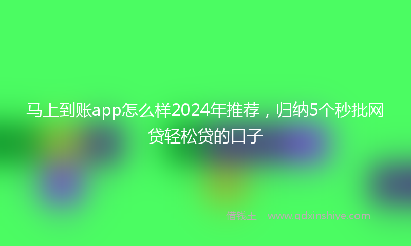 马上到账app怎么样2024年推荐，归纳5个秒批网贷轻松贷的口子
