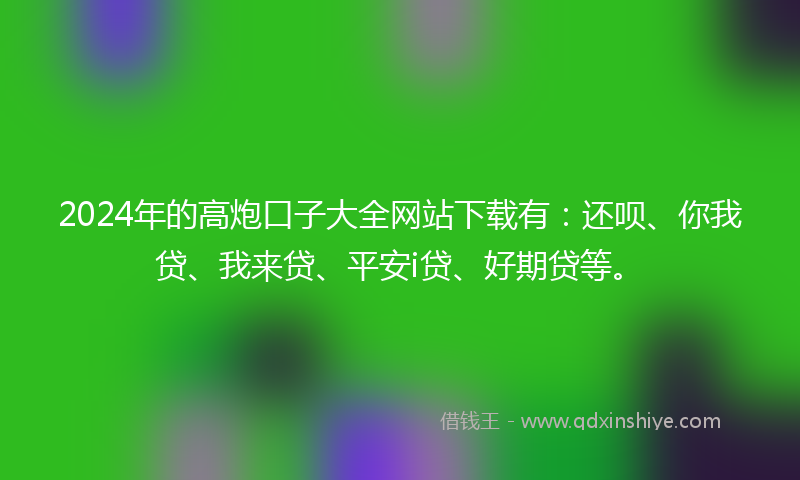 2024年的高炮口子大全网站下载有：还呗、你我贷、我来贷、平安i贷、好期贷等。