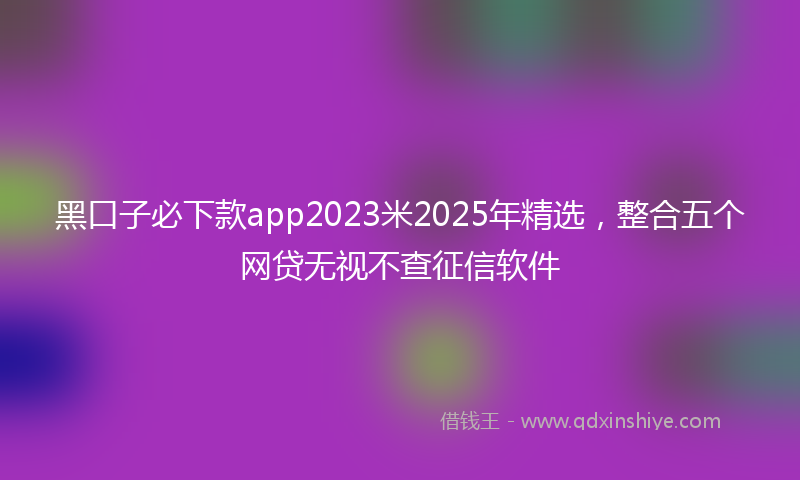 黑口子必下款app2023米2025年精选，整合五个网贷无视不查征信软件