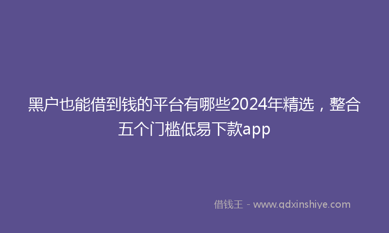 黑户也能借到钱的平台有哪些2024年精选，整合五个门槛低易下款app