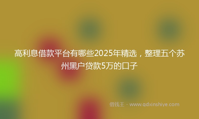高利息借款平台有哪些2025年精选，整理五个苏州黑户贷款5万的口子