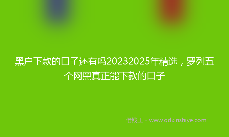 黑户下款的口子还有吗20232025年精选，罗列五个网黑真正能下款的口子