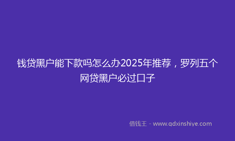 钱贷黑户能下款吗怎么办2025年推荐，罗列五个网贷黑户必过口子
