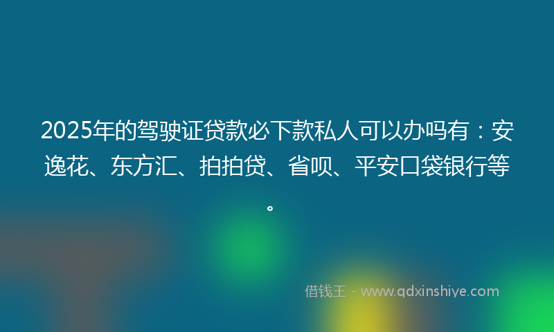 2025年的驾驶证贷款必下款私人可以办吗有：安逸花、东方汇、拍拍贷、省呗、平安口袋银行等。