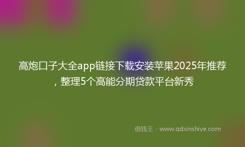 高炮口子大全app链接下载安装苹果2025年推荐，整理5个高能分期贷款平台新秀