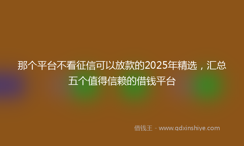 那个平台不看征信可以放款的2025年精选，汇总五个值得信赖的借钱平台