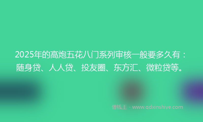 2025年的高炮五花八门系列审核一般要多久有：随身贷、人人贷、投友圈、东方汇、微粒贷等。