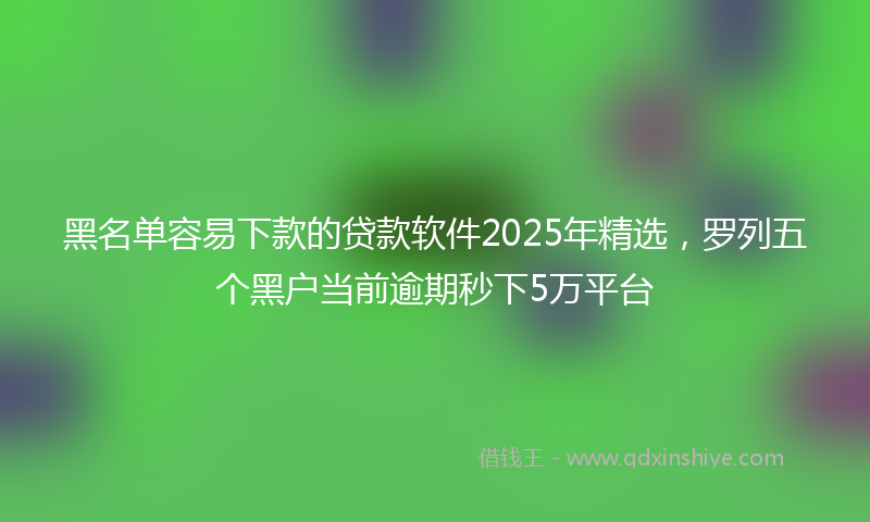 黑名单容易下款的贷款软件2025年精选，罗列五个黑户当前逾期秒下5万平台