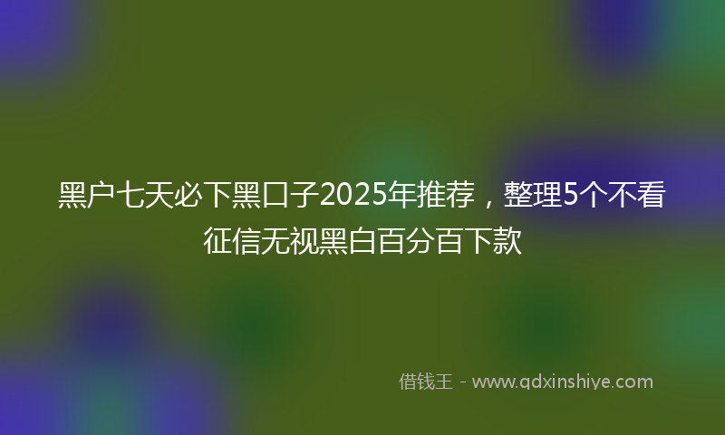 黑户七天必下黑口子2025年推荐，整理5个不看征信无视黑白百分百下款