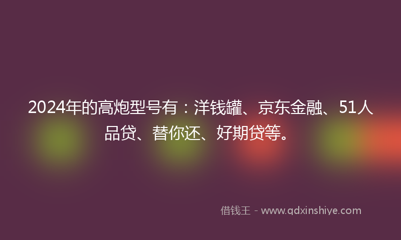 2024年的高炮型号有：洋钱罐、京东金融、51人品贷、替你还、好期贷等。