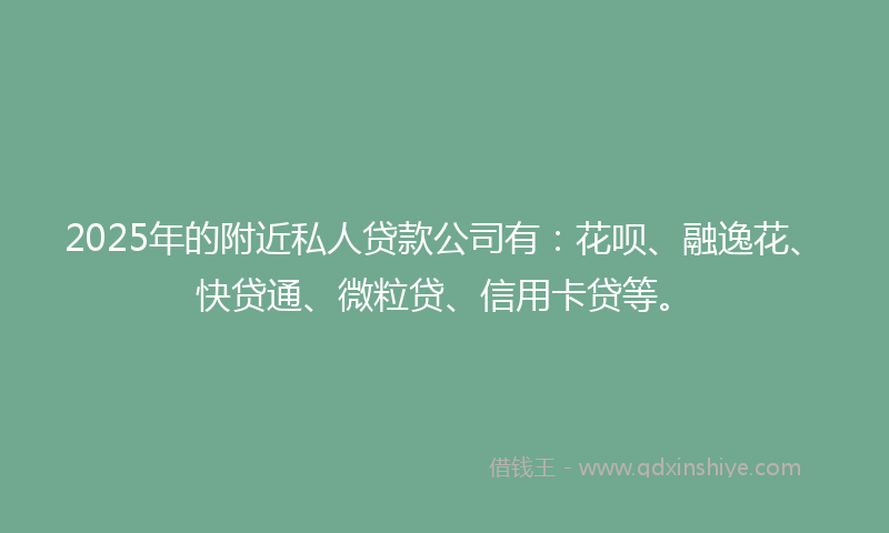 2025年的附近私人贷款公司有：花呗、融逸花、快贷通、微粒贷、信用卡贷等。