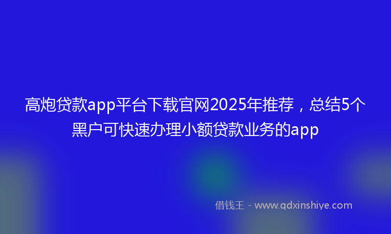 高炮贷款app平台下载官网2025年推荐，总结5个黑户可快速办理小额贷款业务的app