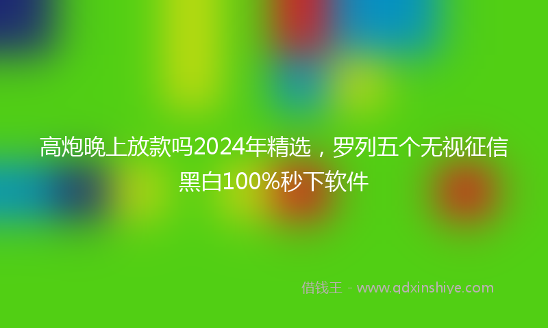 高炮晚上放款吗2024年精选，罗列五个无视征信黑白100%秒下软件