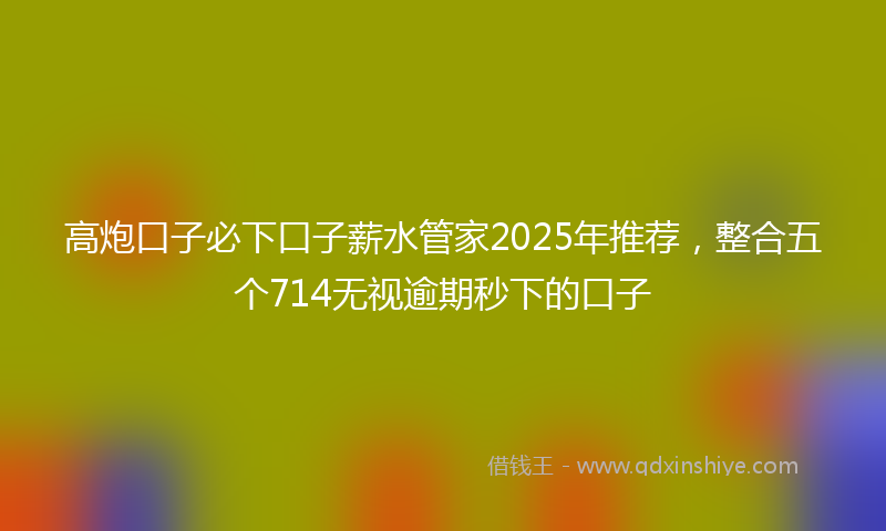 高炮口子必下口子薪水管家2025年推荐，整合五个714无视逾期秒下的口子