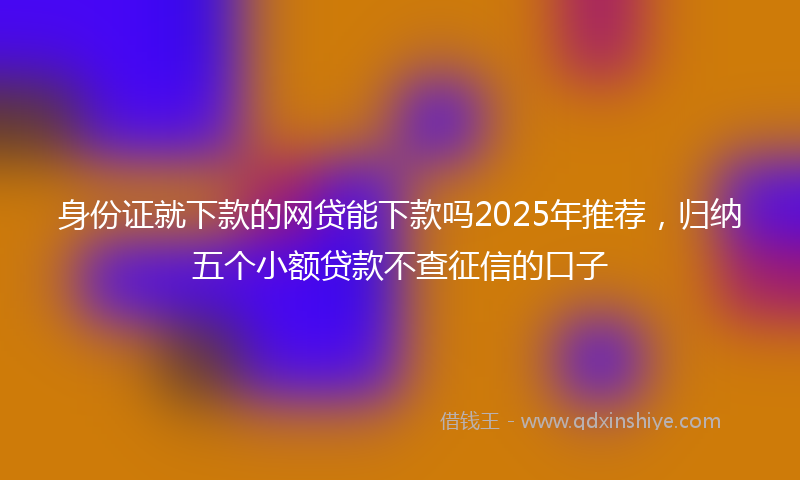 身份证就下款的网贷能下款吗2025年推荐，归纳五个小额贷款不查征信的口子