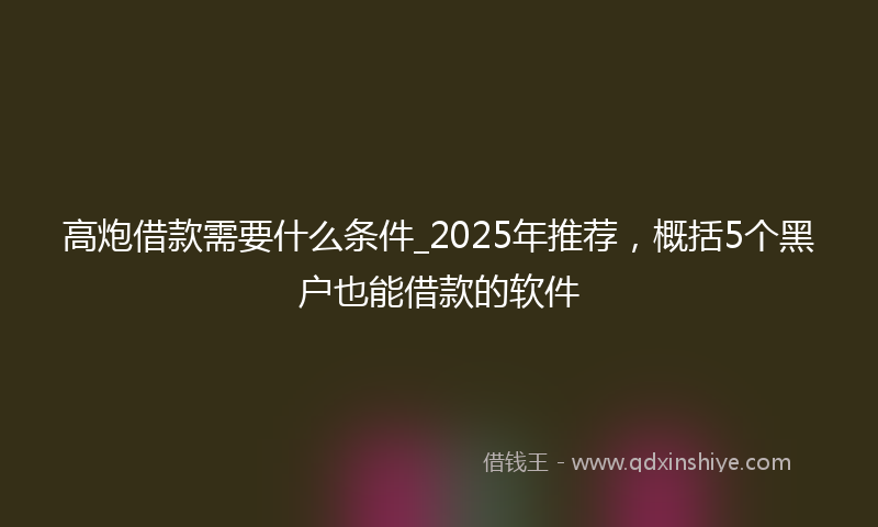 高炮借款需要什么条件_2025年推荐，概括5个黑户也能借款的软件