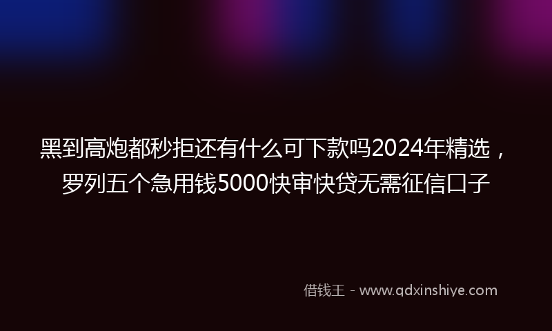 黑到高炮都秒拒还有什么可下款吗2024年精选，罗列五个急用钱5000快审快贷无需征信口子