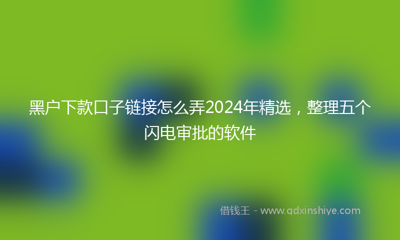 黑户下款口子链接怎么弄2024年精选，整理五个闪电审批的软件