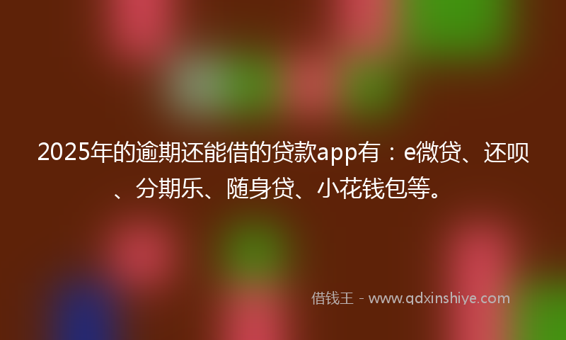 2025年的逾期还能借的贷款app有：e微贷、还呗、分期乐、随身贷、小花钱包等。