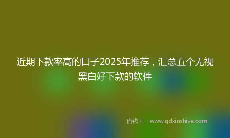 近期下款率高的口子2025年推荐，汇总五个无视黑白好下款的软件