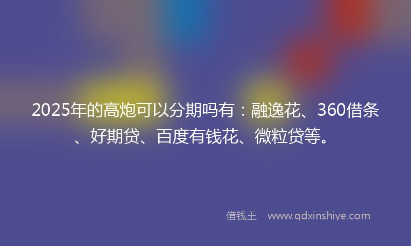 2025年的高炮可以分期吗有：融逸花、360借条、好期贷、百度有钱花、微粒贷等。