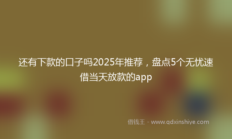 还有下款的口子吗2025年推荐，盘点5个无忧速借当天放款的app