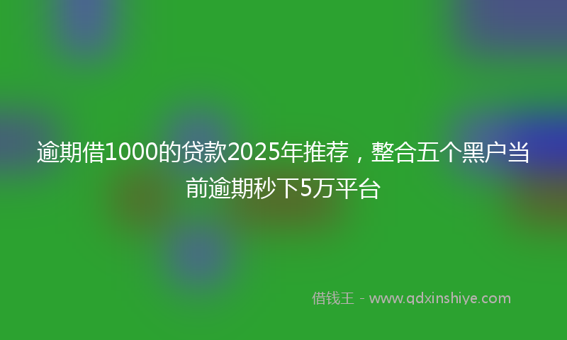逾期借1000的贷款2025年推荐，整合五个黑户当前逾期秒下5万平台